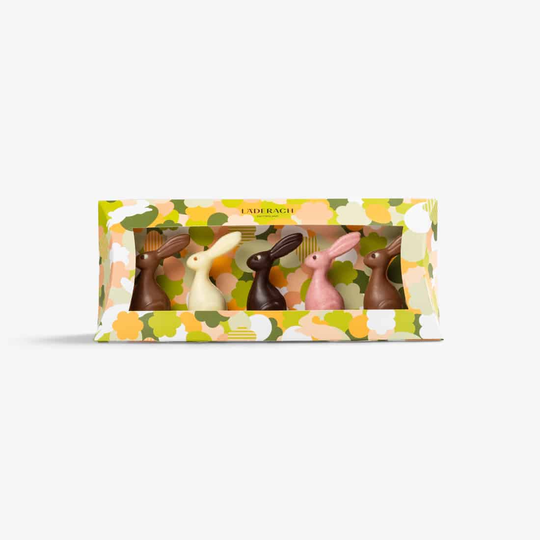 kleine Osterhasen in grüner Verpackung Läderach seamless weisser Hintergrund Produktfotografie Schweiz Zürich BeLighted